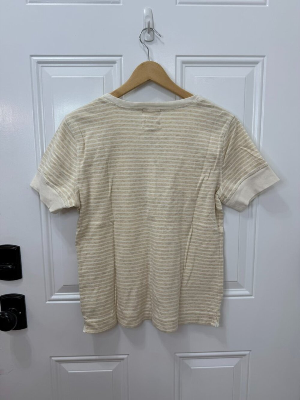 Lauren Jeans Co Ralph Lauren Striped Henley Top Tan Cream Size L - Picture 3 of 8